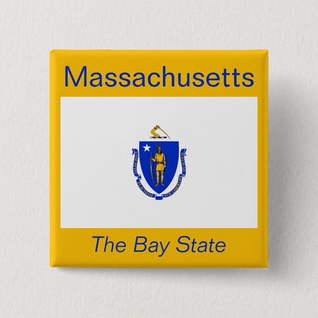 Massachusetts Flagga Button Knapp (Framsida)