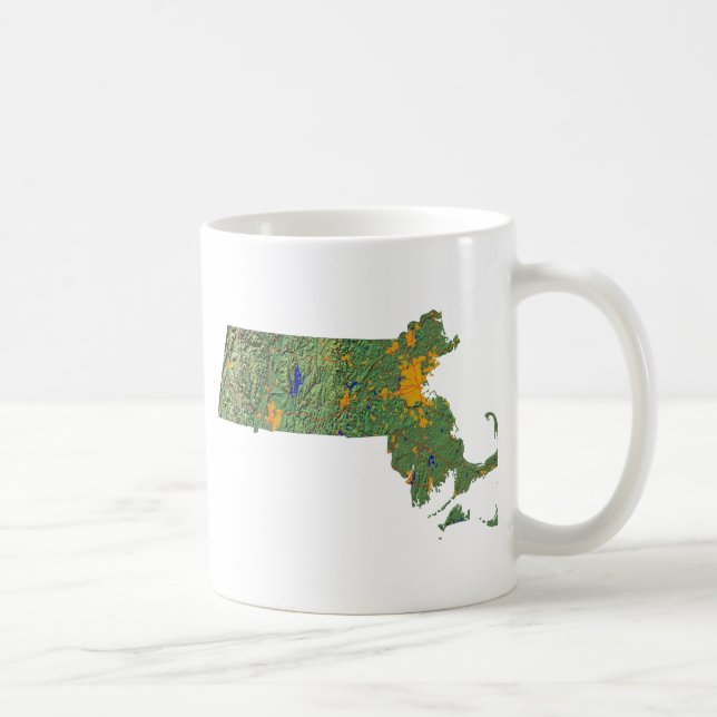 Massachusetts Flagga + Karta Mugg (Höger)