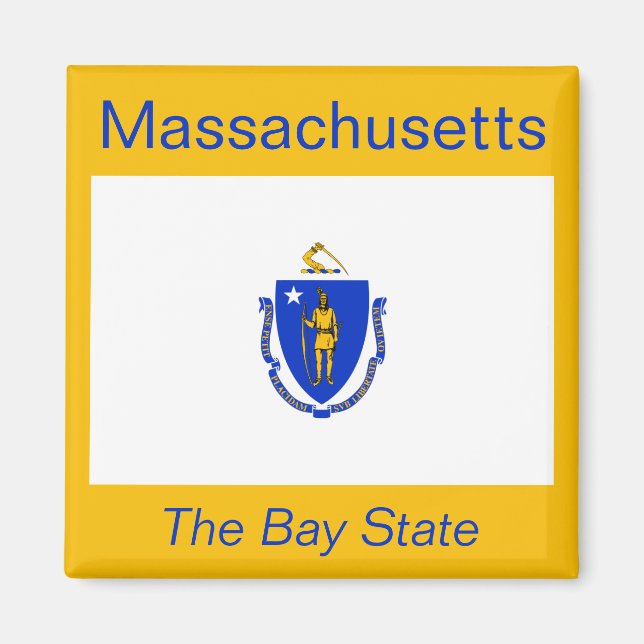 Massachusetts Flagga Magnet (Framsidan)