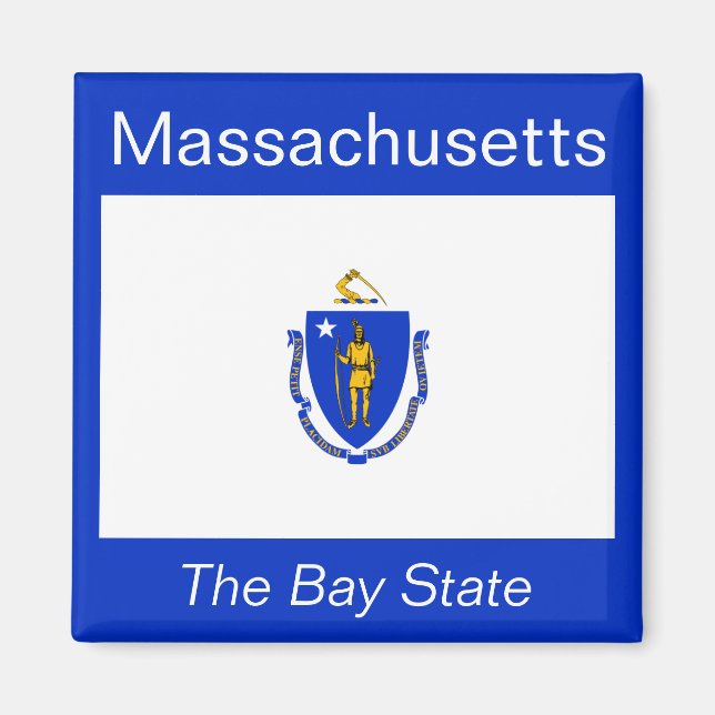 Massachusetts Flagga Magnet (Framsidan)