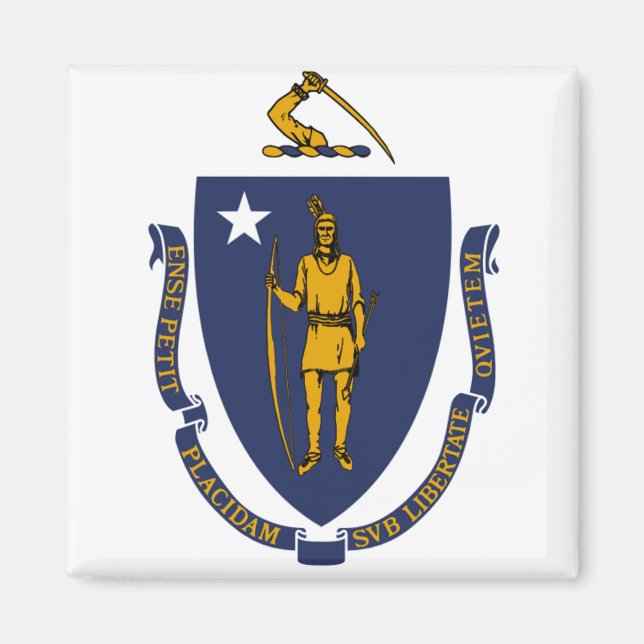 Massachusetts flagga magnet (Framsidan)