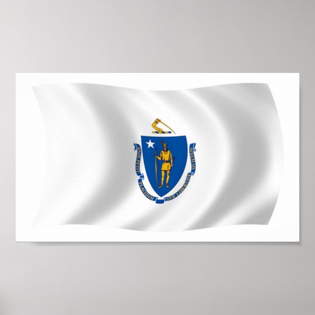Massachusetts Flagga Poster Skriv ut (Framsidan)
