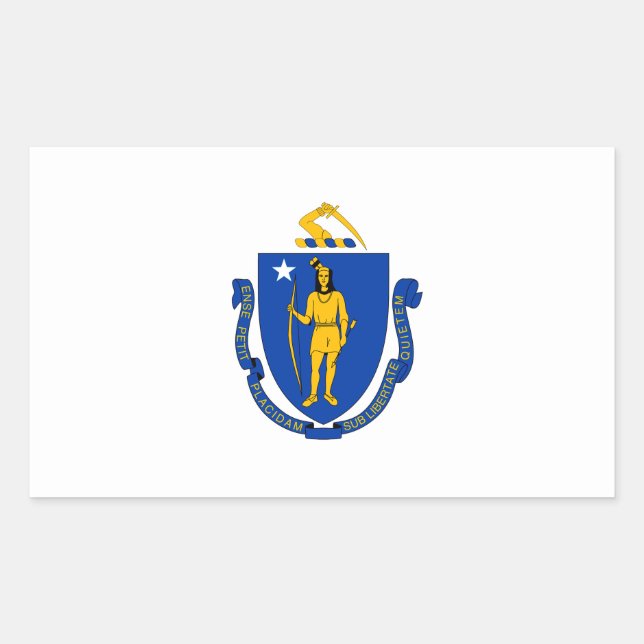 Massachusetts Flagga Rektangulärt Klistermärke (Framsida)