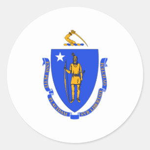 Massachusetts Flagga Runt Klistermärke