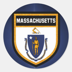 Massachusetts Flagga Runt Klistermärke