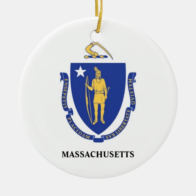 Massachusetts flaggaprydnad (MORSOR) Julgransprydnad Keramik (Framsidan)