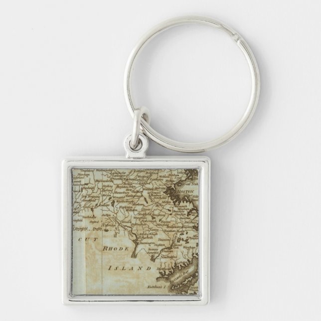 Massachusetts Fyrkantig Silverfärgad Nyckelring (Framsidan)