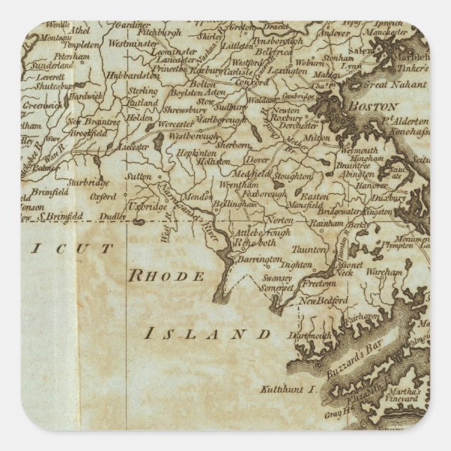 Massachusetts Fyrkantigt Klistermärke (Framsida)