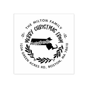 Massachusetts god jul returadress stämpel