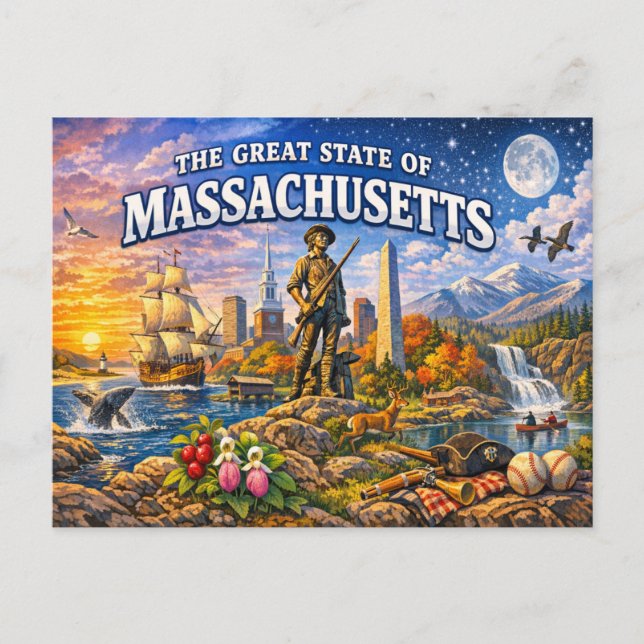 Massachusetts Greetings vykort  (Framsida)