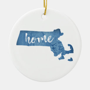 Massachusetts Hem Trästruktur Julgransprydnad Keramik
