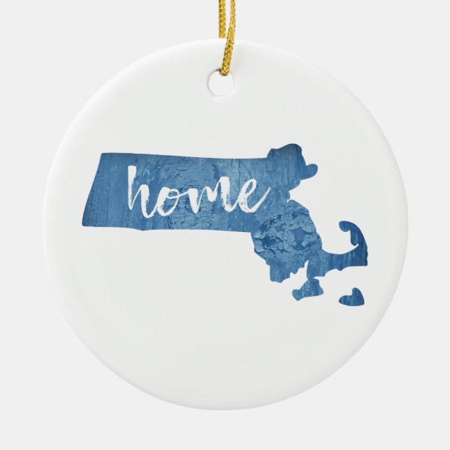 Massachusetts Hem Trästruktur Julgransprydnad Keramik (Framsidan)