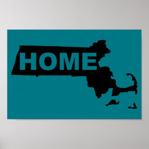 Massachusetts Hemifrån Från Stat Poster Skylt