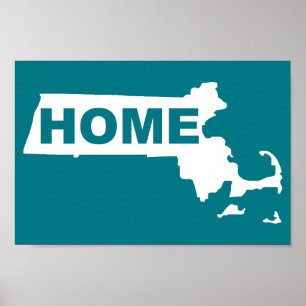 Massachusetts Hemma Borta Från Stat Poster Skylt
