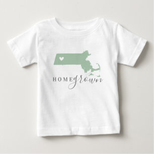 Massachusetts Home Grown   Redigerbart Färg-tillst T Shirt