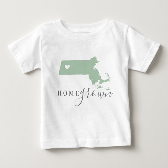 Massachusetts Home Grown | Redigerbart Färg-tillst T Shirt (Framsida)