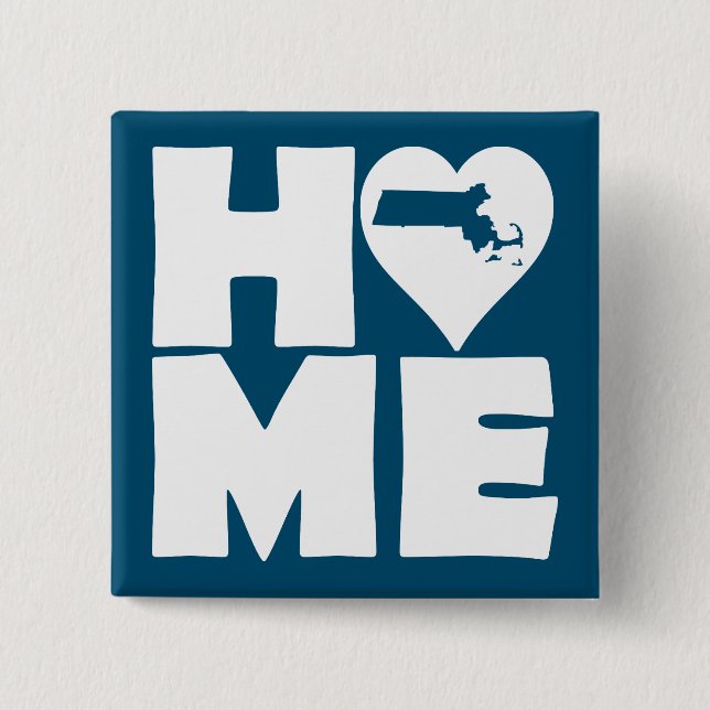 Massachusetts Home Heart State Button Badge Pin Knapp (Framsida)