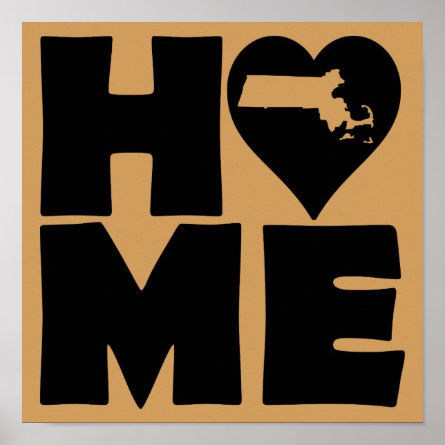 Massachusetts Home Heart State Poster Sign (Framsidan)