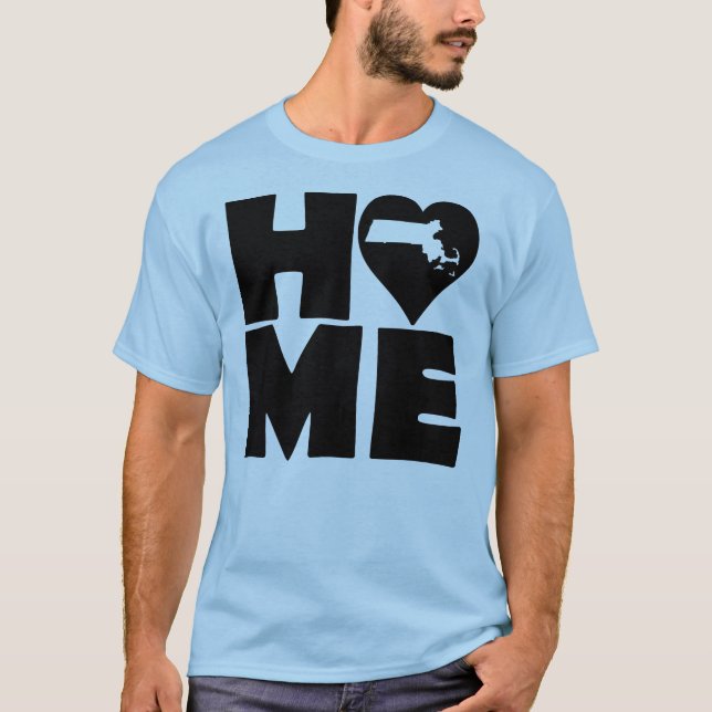Massachusetts Home Heart State Tees T-Shirt (Framsida)