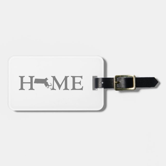 Massachusetts Home Karta Shaped Brev Ord Art Bagagebricka (Horisontell Framsida)