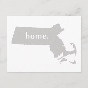 Massachusetts home silhouette state karta vykort
