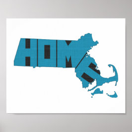 Massachusetts Home State Blue Ord Art Poster