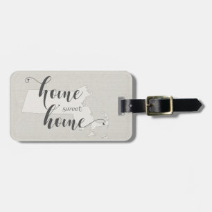 Massachusetts - Home Sweet Home burlap-look Bagagebricka