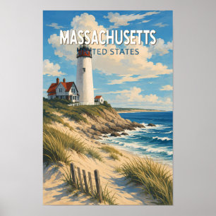 Massachusetts Illustration Resa Konst Vintage Poster