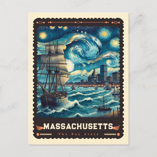 Massachusetts | Inspirerad av Vincent Van Gogh Vykort (Framsida)