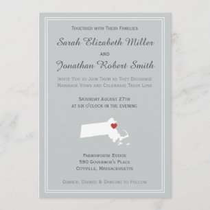 Massachusetts Kärlek - Anpassade Wedding Inve Inbjudningar