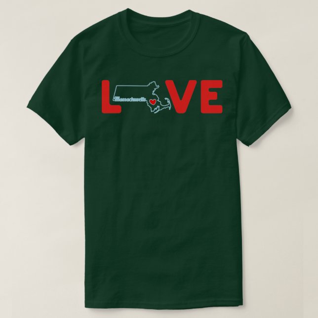 Massachusetts Kärlek med State Outline of Massachu T Shirt (Design framsida)