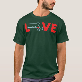 Massachusetts Kärlek med State Outline of Massachu T Shirt