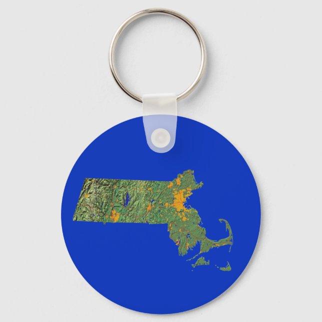 Massachusetts Karta Keychain Nyckelring (Framsida)
