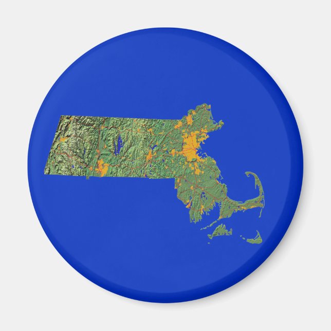 Massachusetts Karta Magnet (Framsidan)