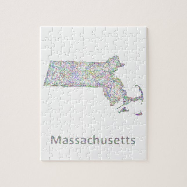 Massachusetts karta pussel (Vertikal)