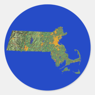 Massachusetts Karta Sticker Runt Klistermärke