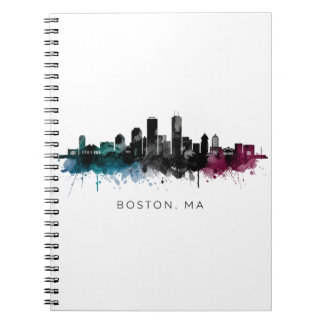 Massachusetts konst | Boston MA Siluett Vattenfärg Anteckningsbok
