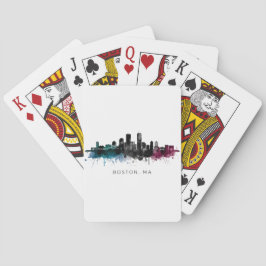 Massachusetts konst | Boston MA Siluett Vattenfärg Casinokort