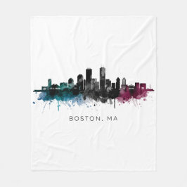 Massachusetts konst | Boston MA Siluett Vattenfärg Fleecefilt