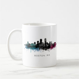 Massachusetts konst | Boston MA Siluett Vattenfärg Kaffemugg