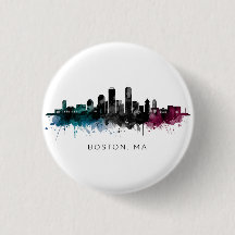 Massachusetts konst | Boston MA Siluett Vattenfärg