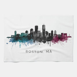 Massachusetts konst | Boston MA Siluett Vattenfärg Kökshandduk