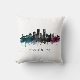 Massachusetts konst | Boston MA Siluett Vattenfärg Kudde