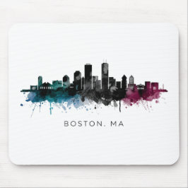 Massachusetts konst | Boston MA Siluett Vattenfärg Musmatta
