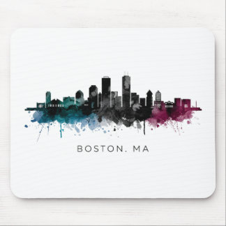 Massachusetts konst | Boston MA Siluett Vattenfärg Musmatta