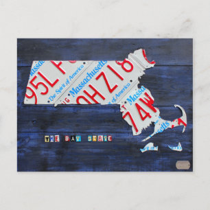 Massachusetts License Plate Karta Postcard Vykort