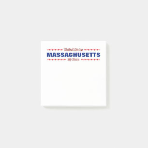 MASSACHUSETTS - Mitt hem - Förenade Stater.Hjärt Post-it Block