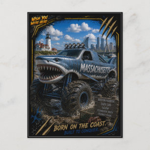 Massachusetts Monster Truck Terräng Konst Vykort