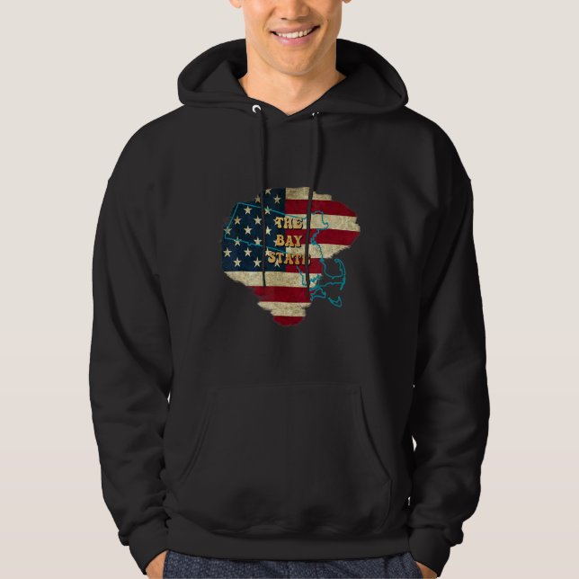 Massachusetts Morsa Us Flagga Motto Hoodie (Framsida)