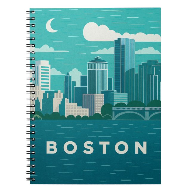 Massachusetts nattlig stadsscen | Boston Stad Anteckningsbok (Framsidan)